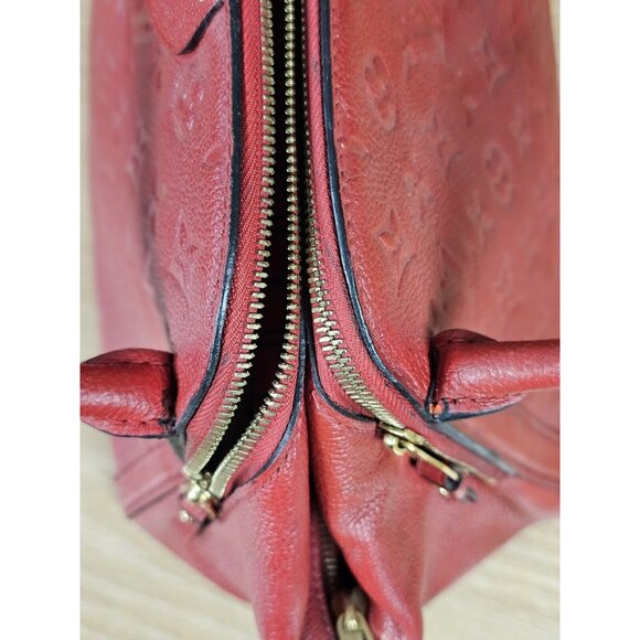 LOUIS VUITTON Authentic Marais MM LV Empreinte Leather Red Handbag Satchel LV - Picture 10 of 16